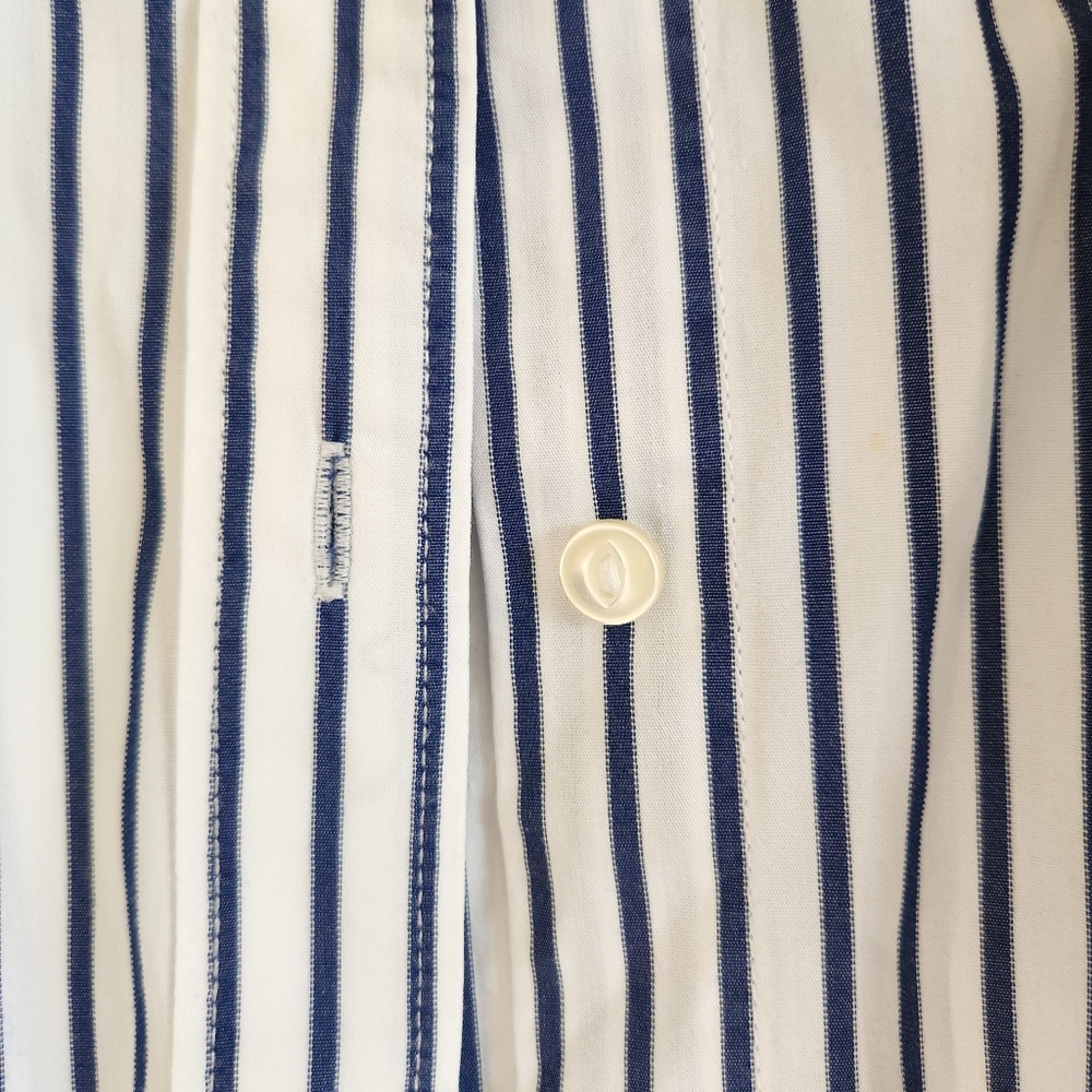 Lauren Ralph Lauren Blue White Striped Button Down Shirt Womens 3X Cotton - Picture 5 of 12